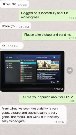 UK customer feedback on IPTV subscription